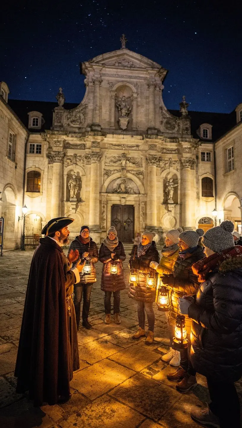 Ein Blick auf die idyllische Berglandschaft rund um das Kloster, umgeben von grünen Wäldern.